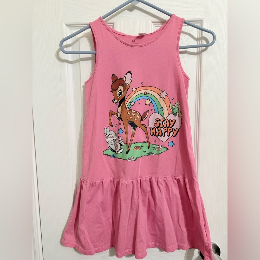 H&M Pink Bambi 'Stay Happy' Girls Tank Dress girls 8/10